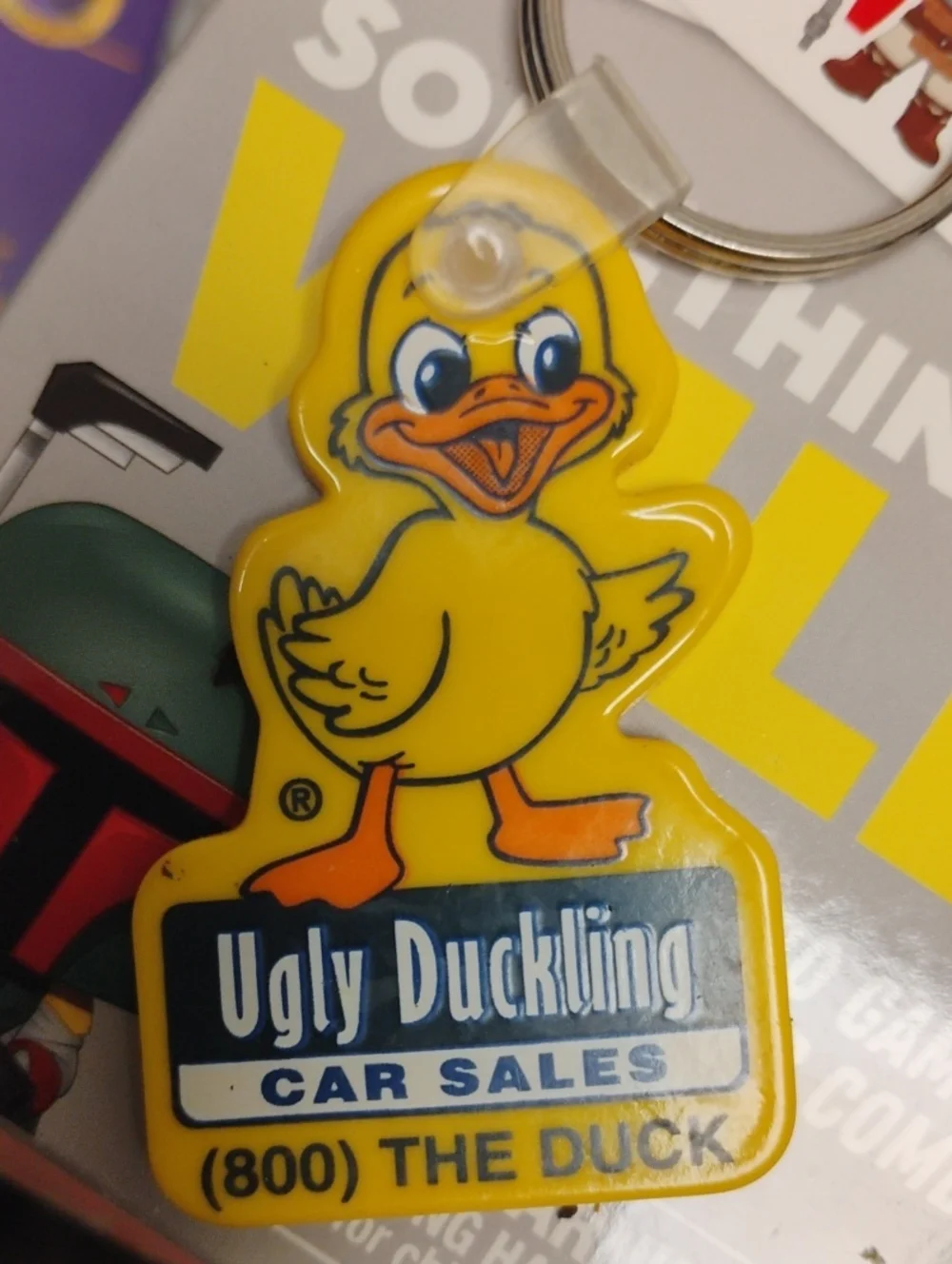 VINTAGE UGLY DUCKLING CAR SALES KEYCHAIN CHARM EXCELLENT CONDITION